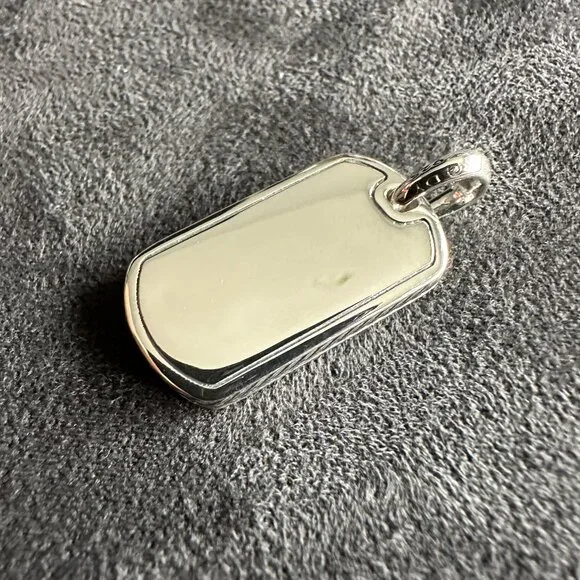 David Yurman Chevron Dog Tag Pendant w/ Pavé White Diamonds - 27mm - RARE